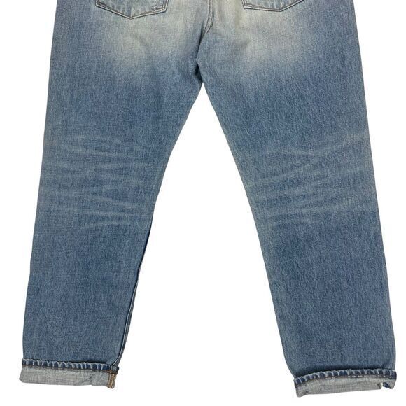 Point Sur Jeans Womens 30 Blue Distressed High Waisted Cropped Leg Selvedge NEW - Picture 8 of 16